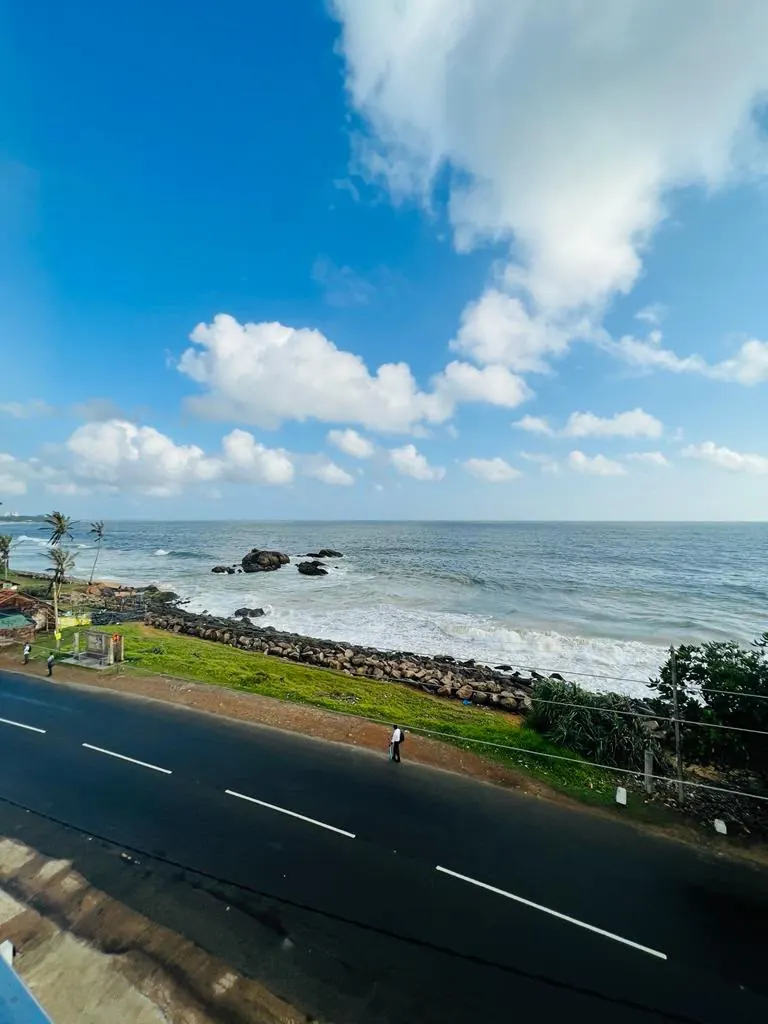 Elevated view of the ocean and rocky Boossa coastline