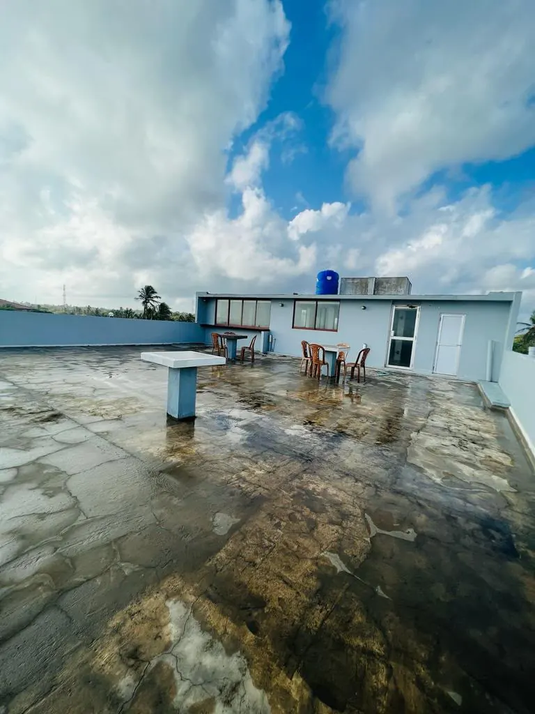 Spacious open rooftop terrace with guest seating
